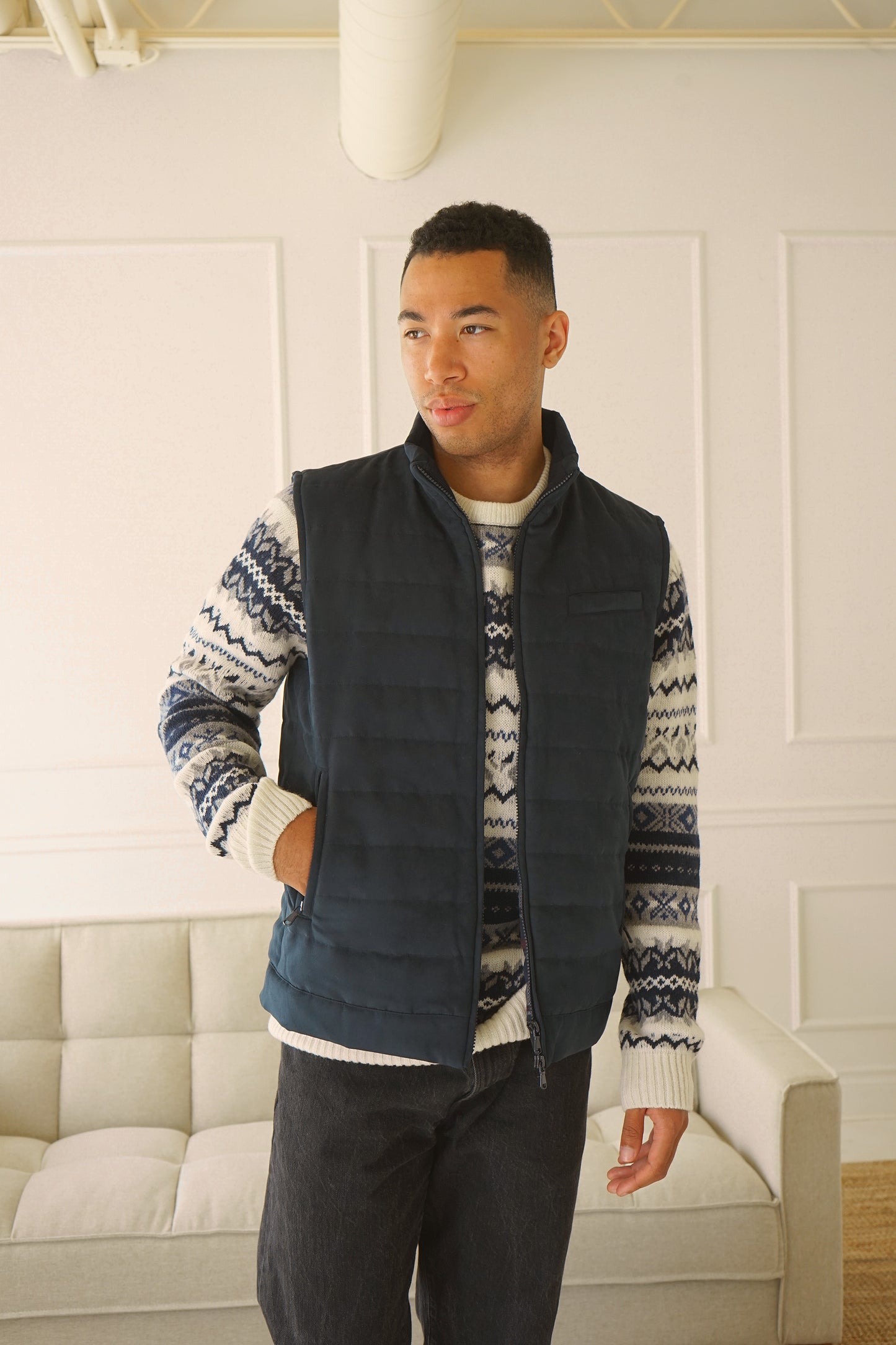 Everest Navy Suede Vest