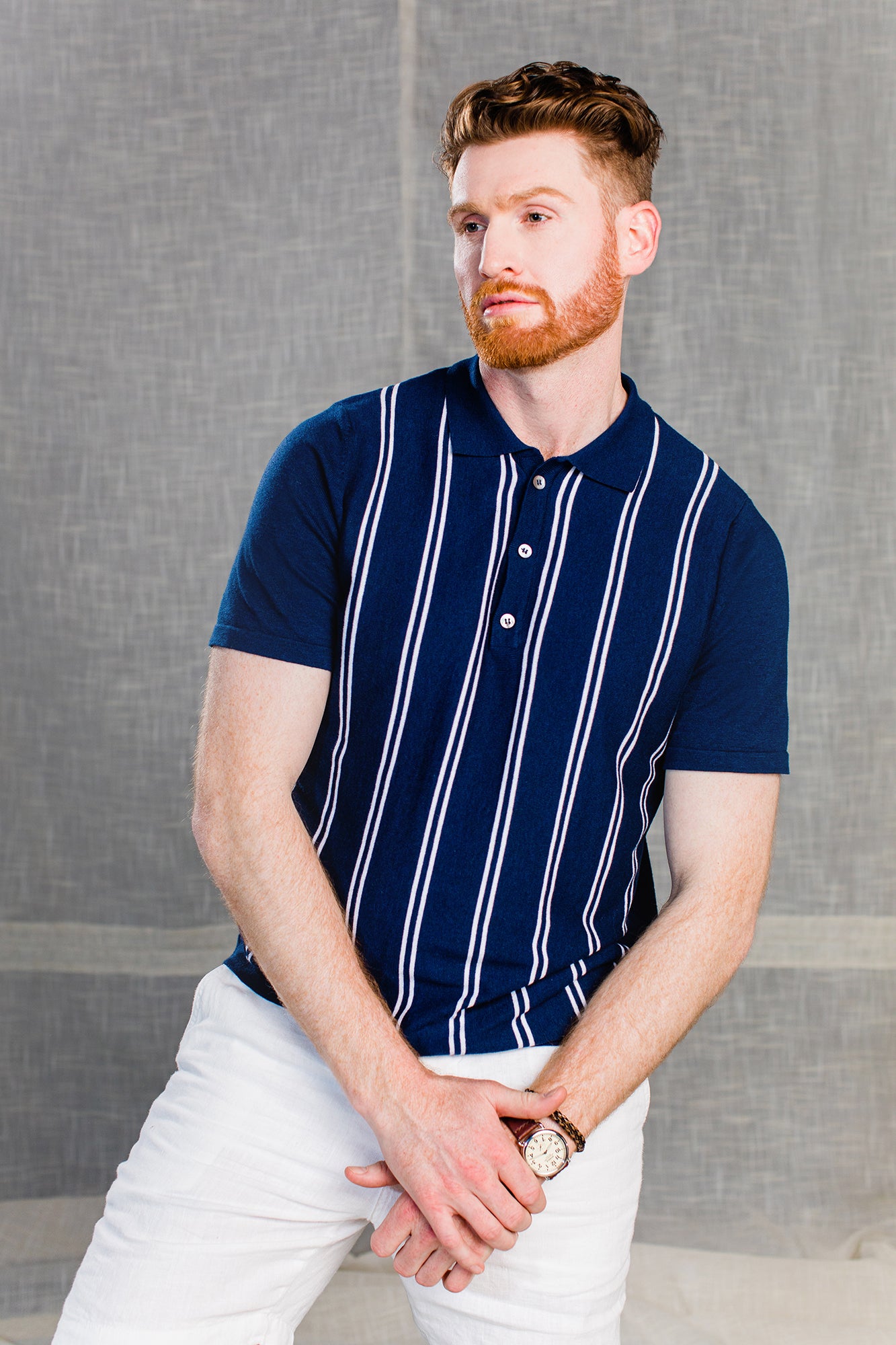 Montego Light Grey Stripe Polo