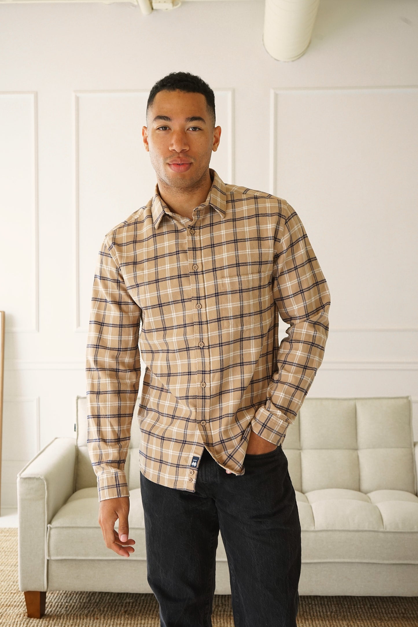 McKenzie Beige Checker Flannel