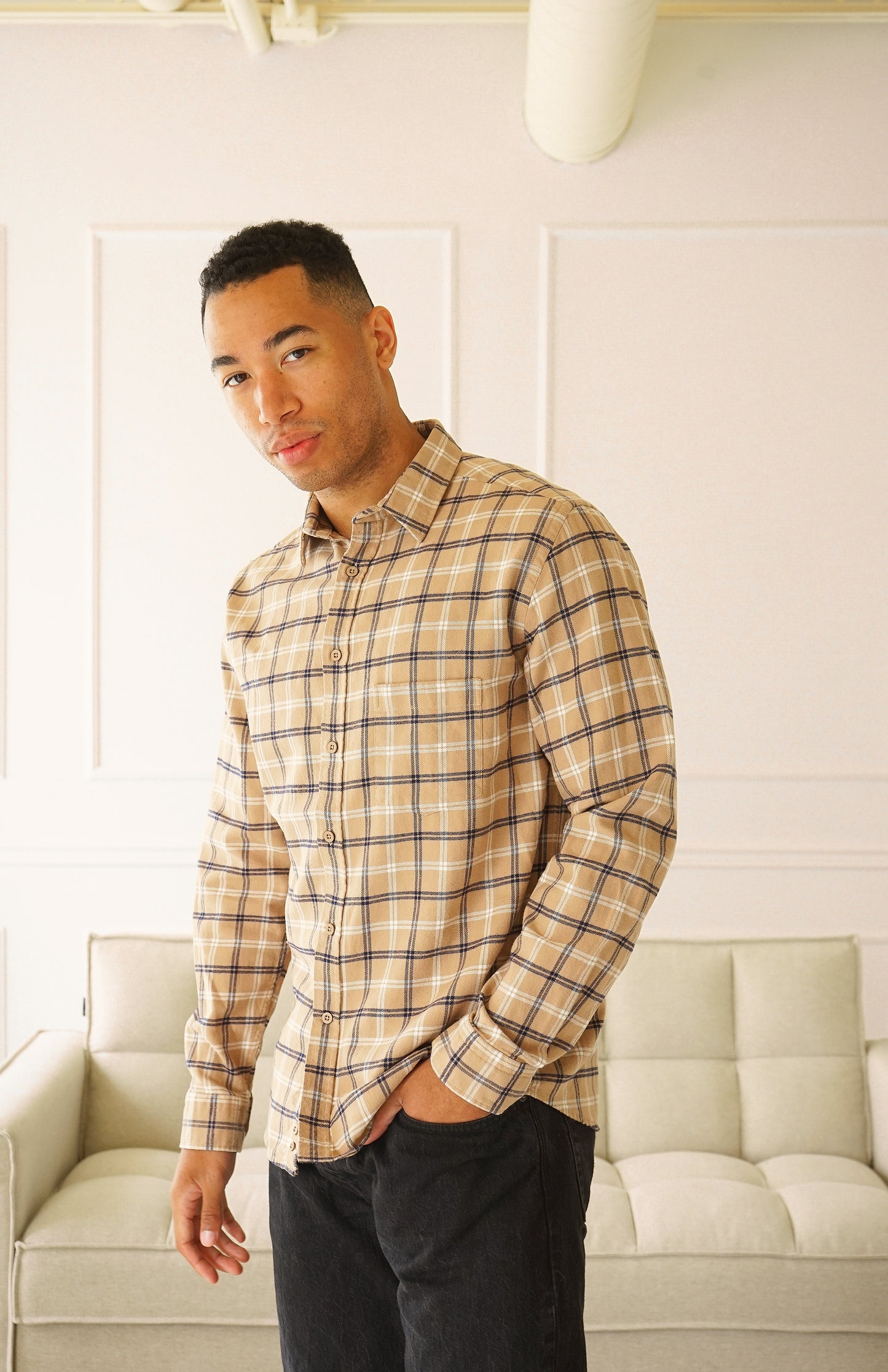McKenzie Beige Checker Flannel