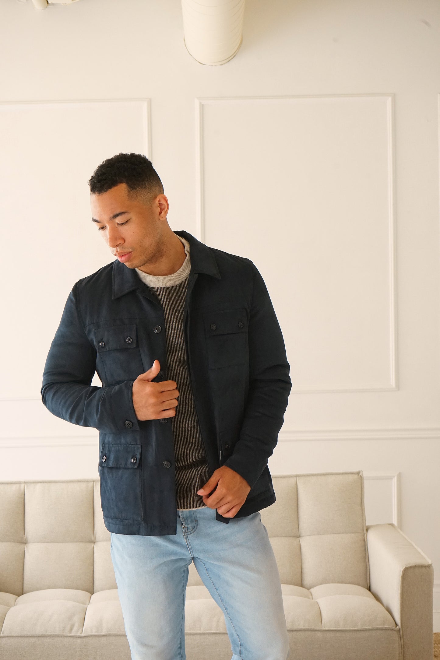 Bolton Indigo Suede Jacket