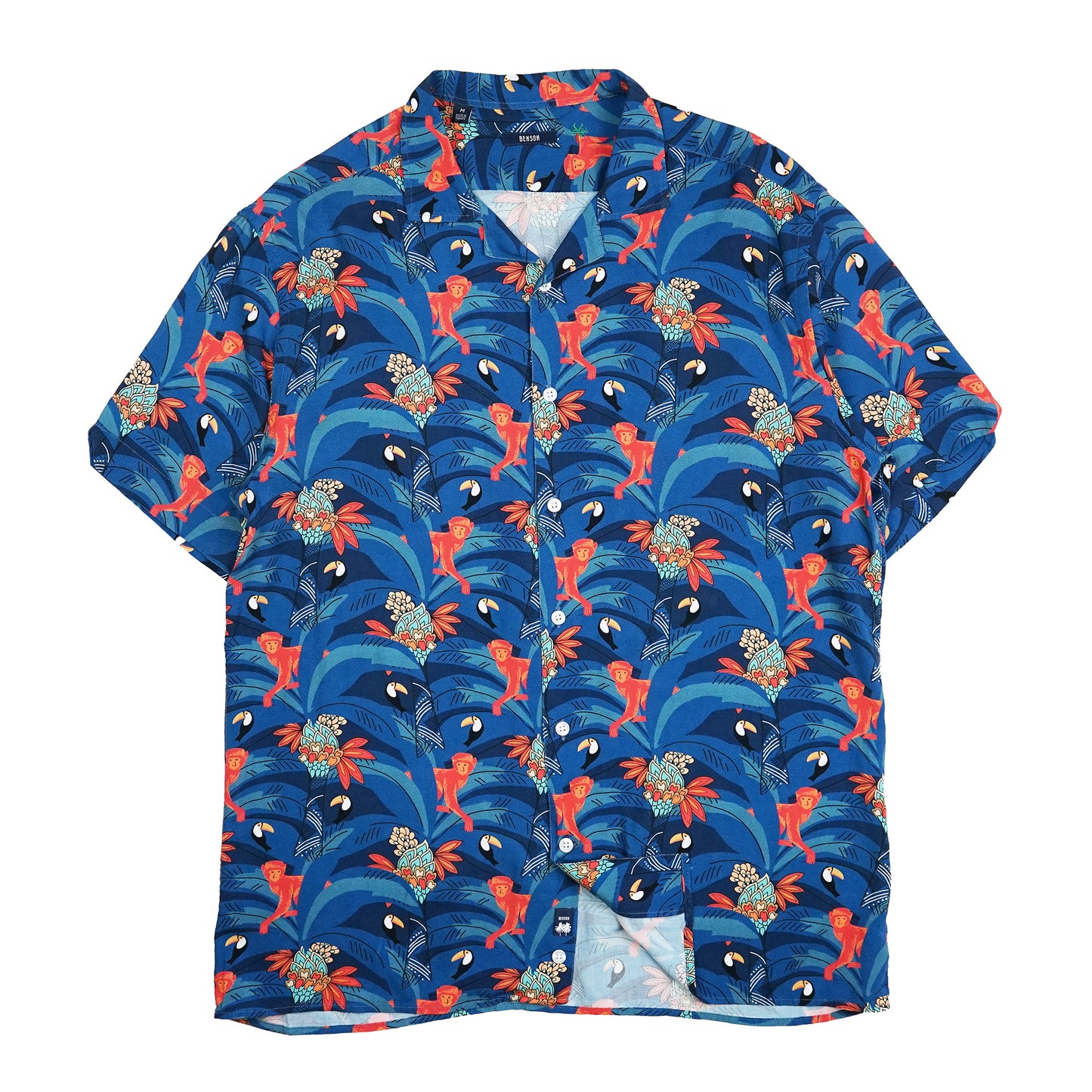 Rosseau Teal Monkeys Button Up