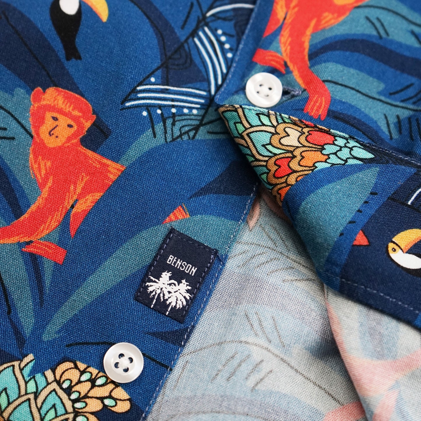 Rosseau Teal Monkeys Button Up