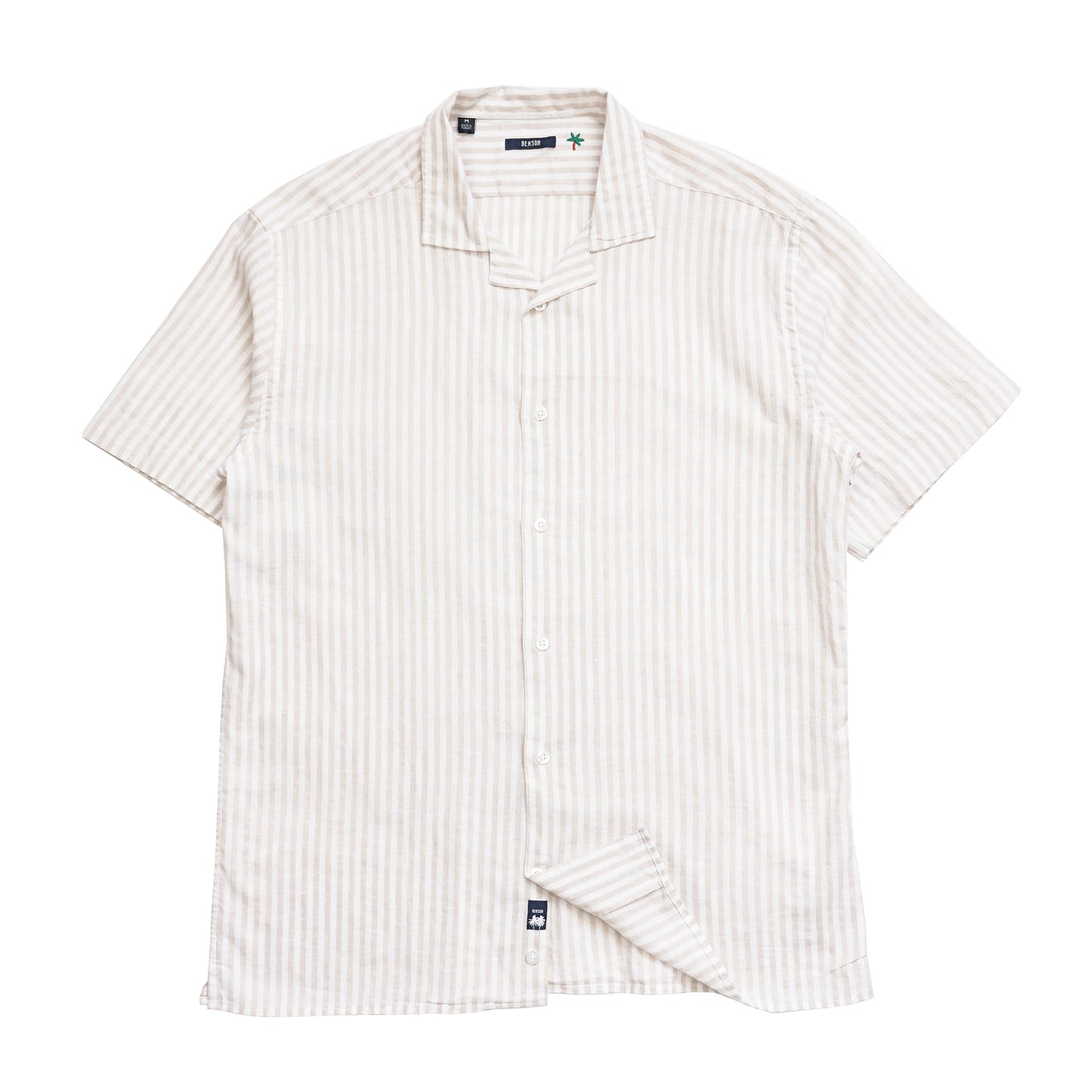 Malibu Beige Striped Button Up
