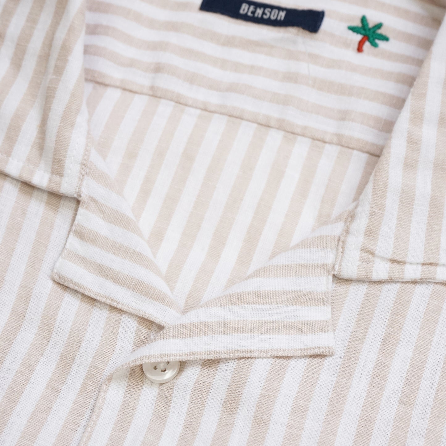 Malibu Beige Striped Button Up