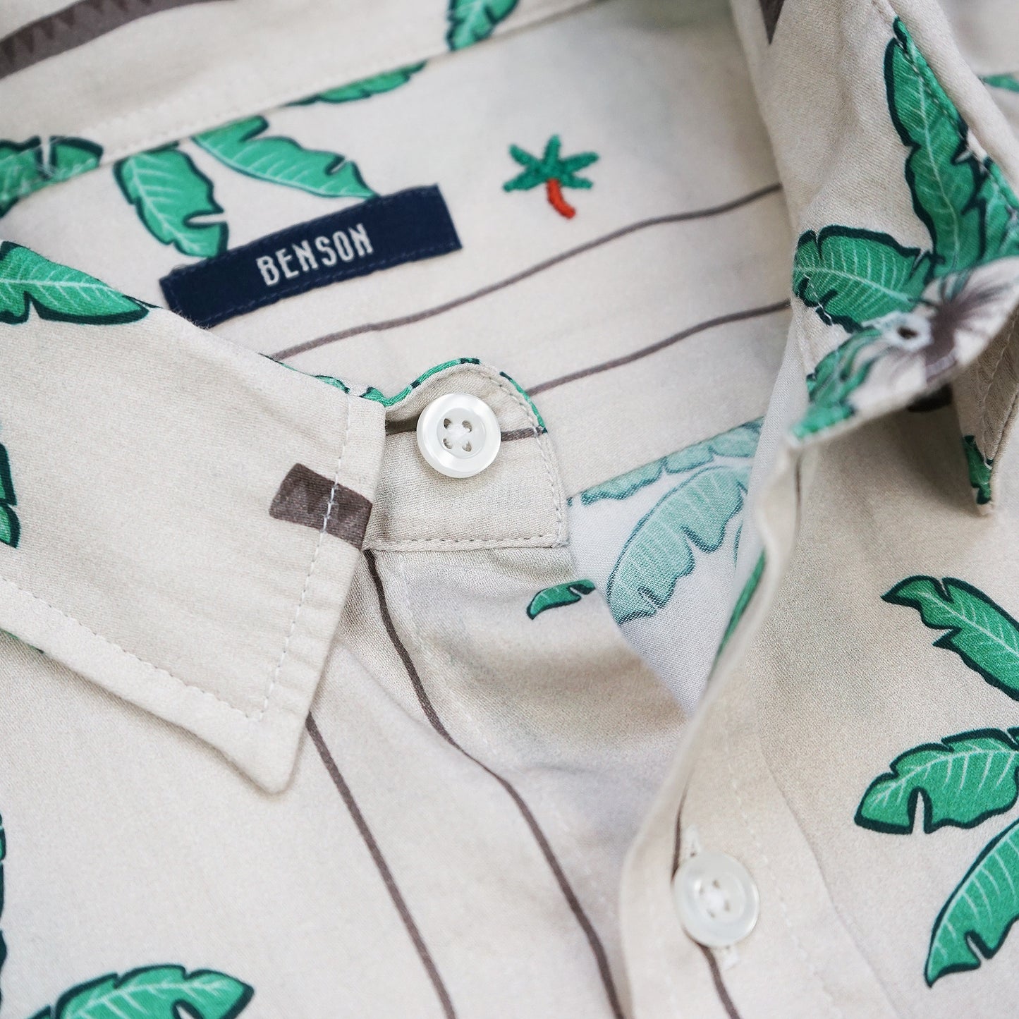 Champlain Beige Palm Tree Button Up