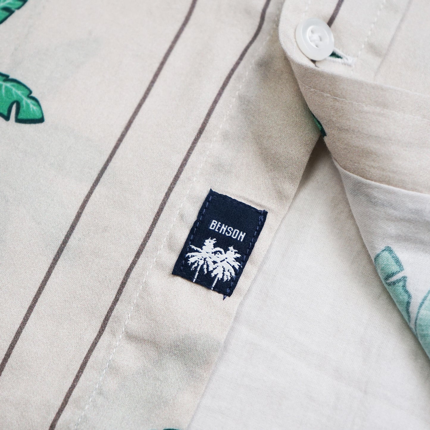 Champlain Beige Palm Tree Button Up