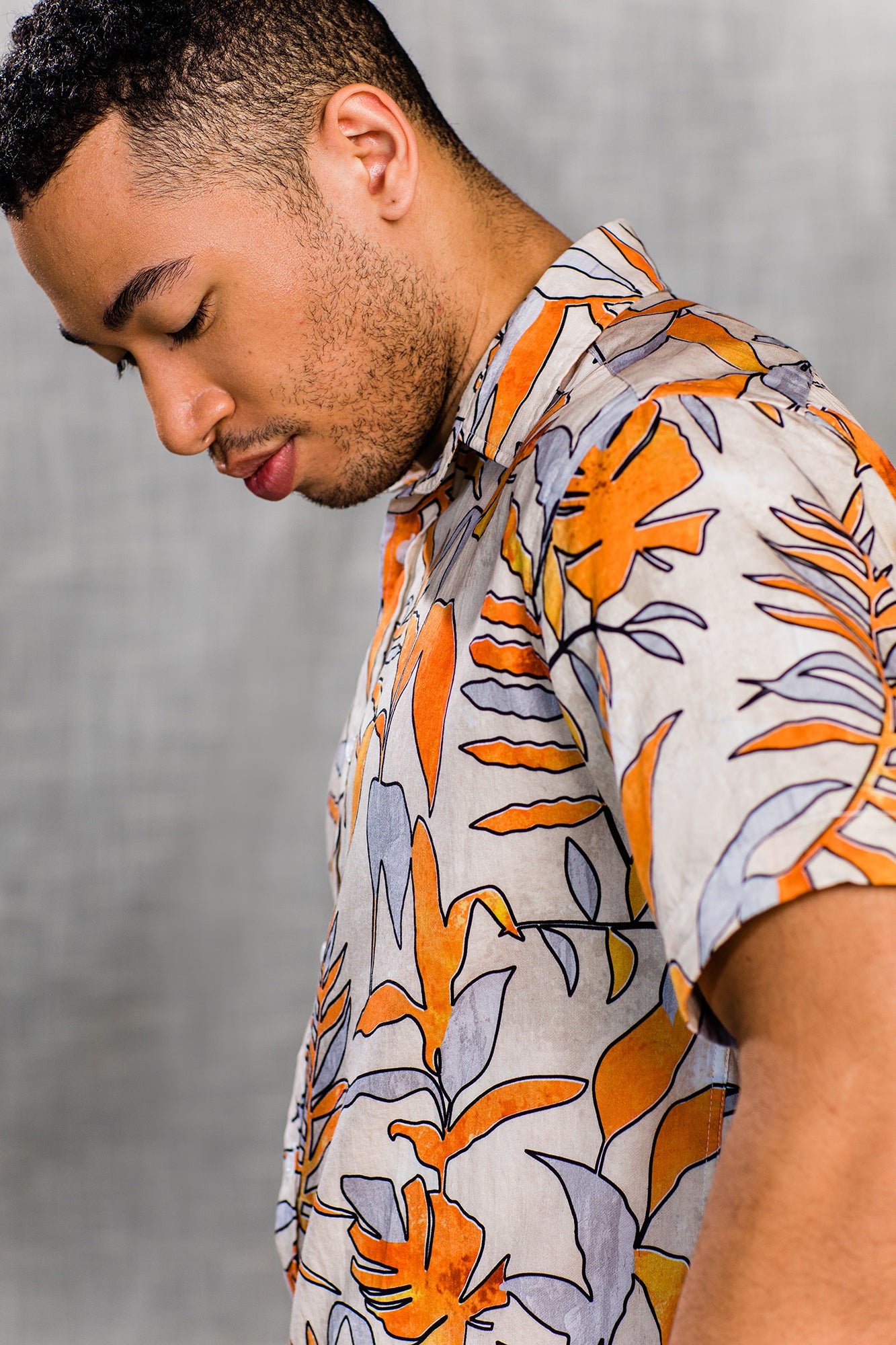 Champlain Orange Tropical Button Up
