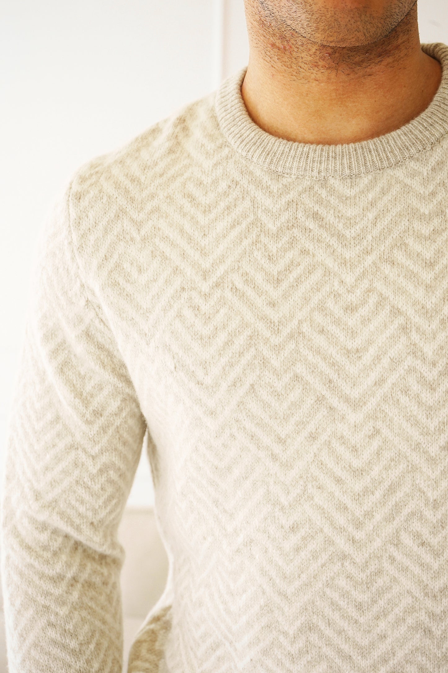 Brisco Beige Herringbone Sweater