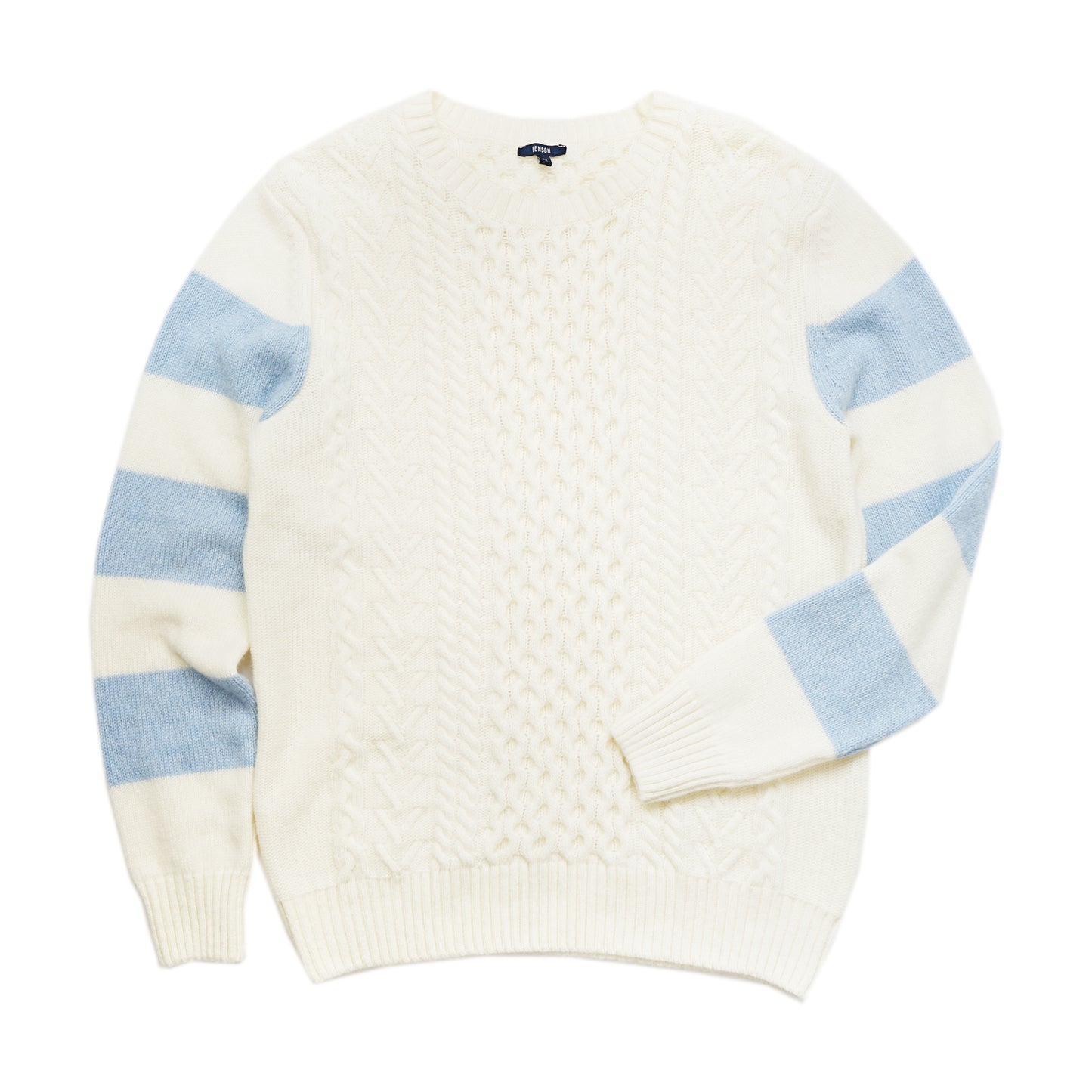 Parson White Striped Cableknit Crewneck