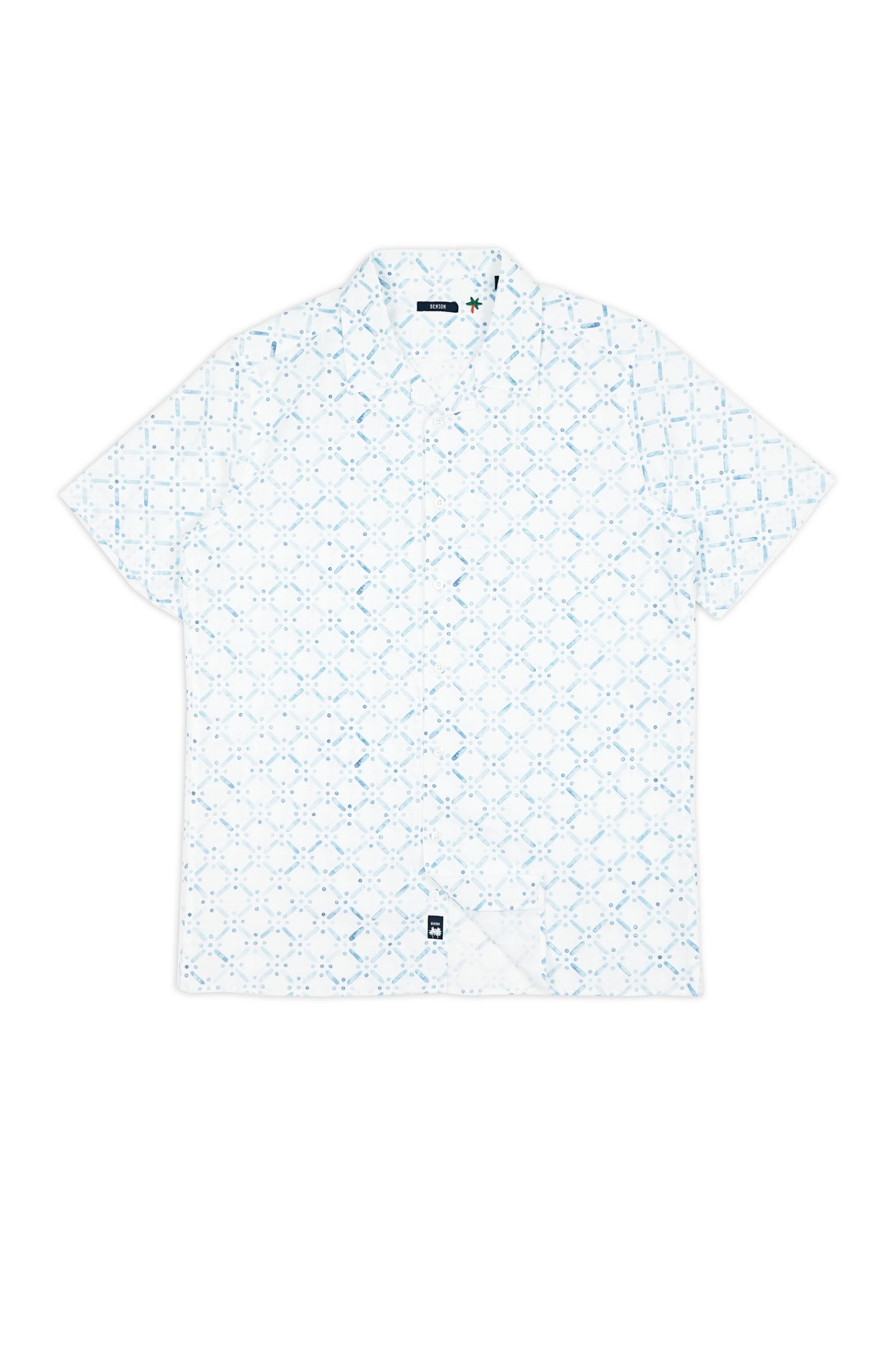 Malibu Blue Stencil Button Up