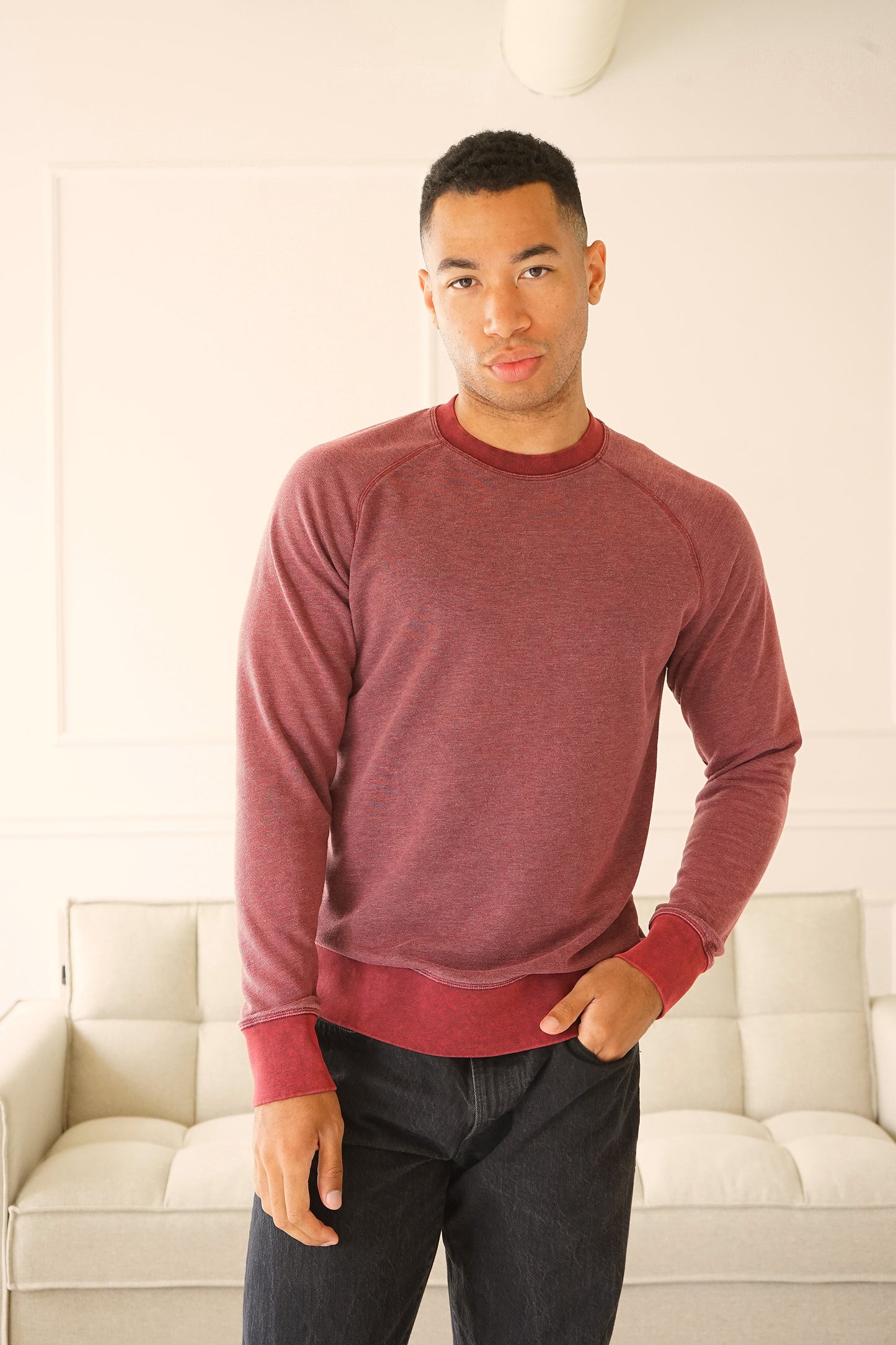 Whistler French Terry Oil-Washed Maroon Sweatshirt