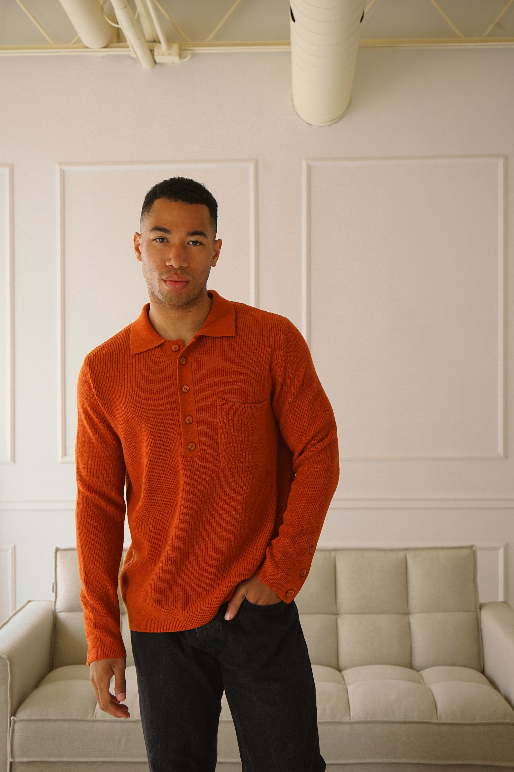 Warren Burnt Orange Polo Sweater