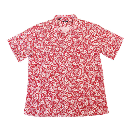 Malibu Red Flowers Button Up