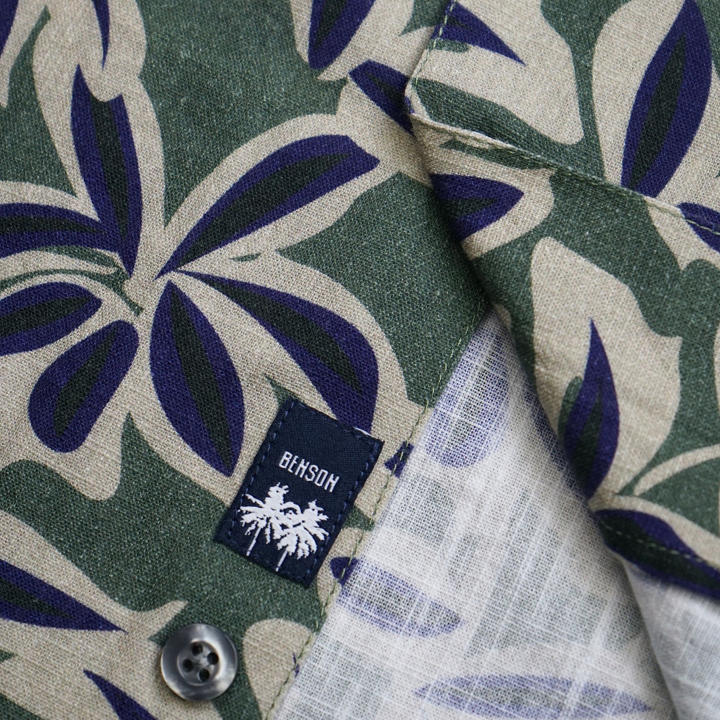 Malibu Green Navy Flower Button Up